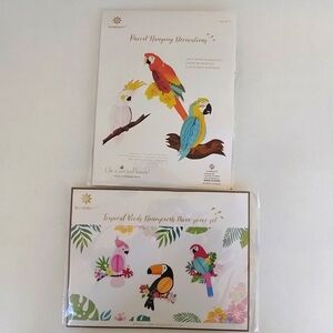 Parrot Tropical Birds Hanging Decorations 2 Sets Of 3 Honeycomb Fold Open Parrot